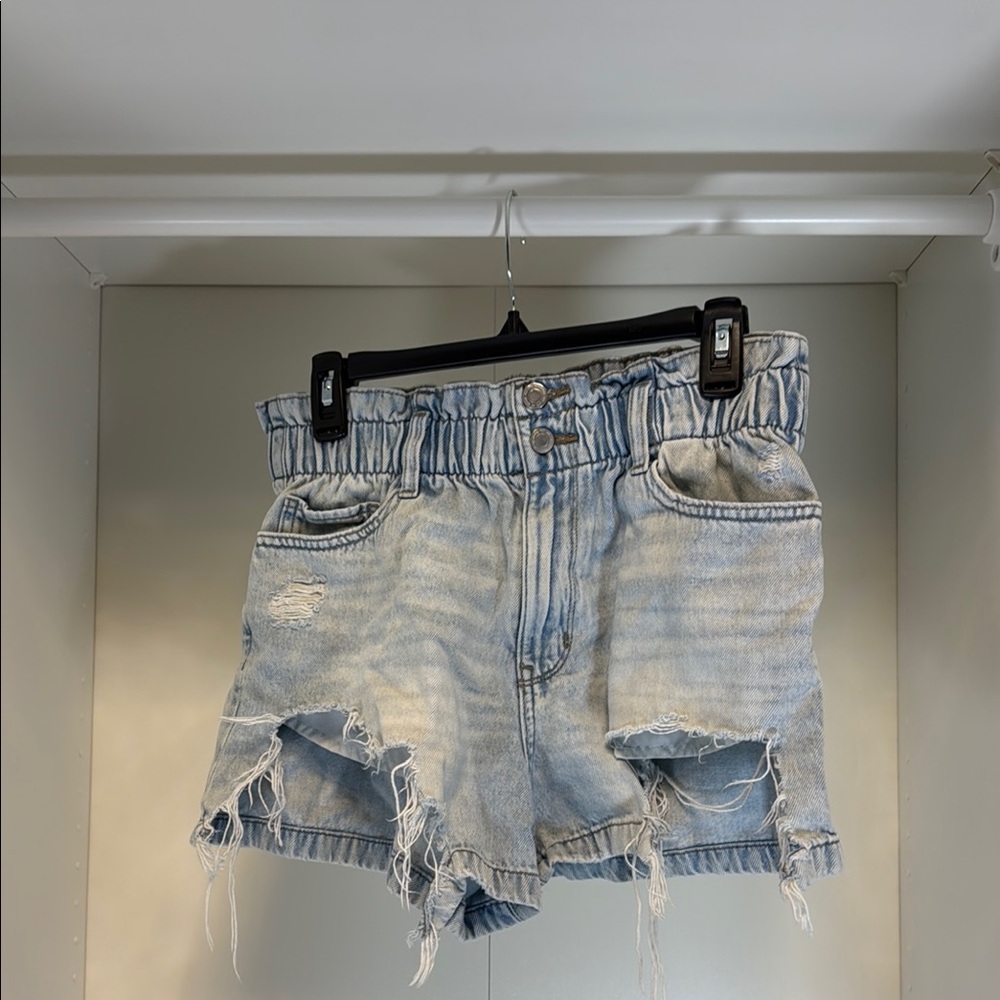 SO Blue Jean Shorts with Distressed High-Waist Design